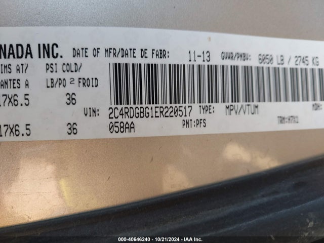 2C4RDGBG1ER220517 Dodge Grand Caravan Se/sxt