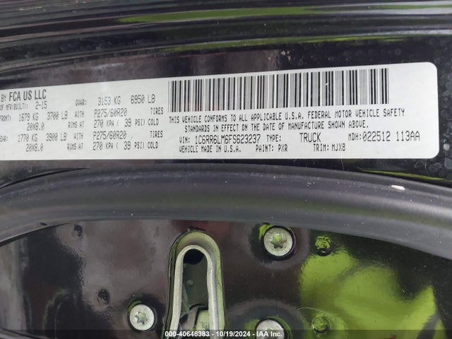 RAM 1500 Big Horn 2015 1C6RR6LM6FS623237 Image 9