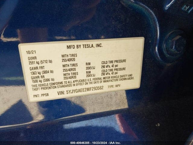 2021 TESLA MODEL Y 5YJYGAEE2MF293562 Photo 8