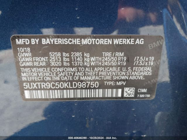 2019 BMW X3 5UXTR9C50KLD98750 Photo 8