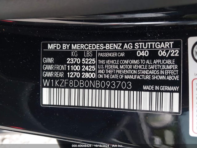 W1KZF8DB0NB093703 Mercedes-Benz E 350