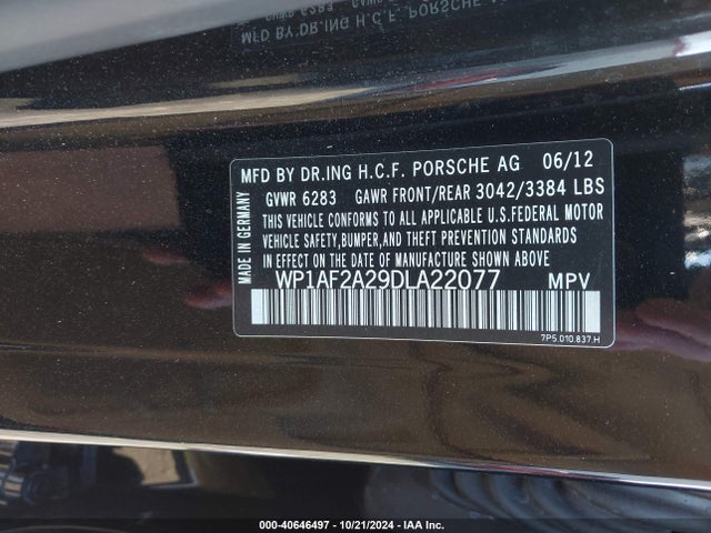 2013 PORSCHE CAYENNE WP1AF2A29DLA22077 Photo 8