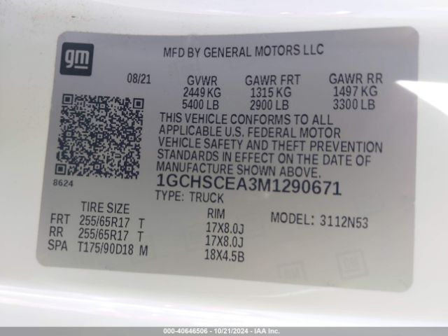 1GCHSCEA3M1290671 Chevrolet Colorado 2wd  Long Box Lt