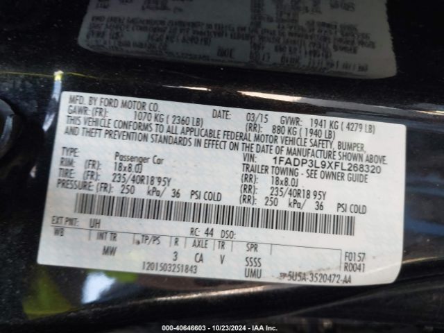 1FADP3L9XFL268320 Ford FOCUS ST