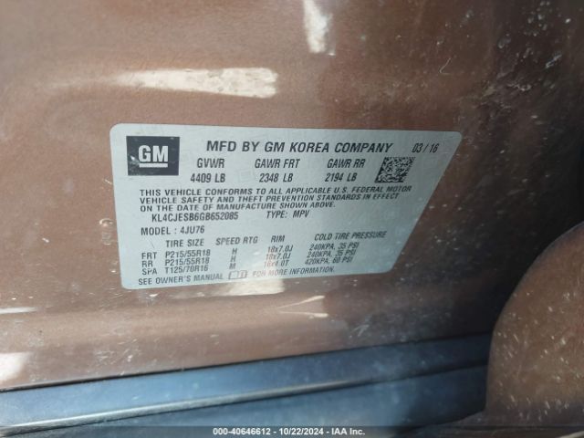 KL4CJESB6GB652085 Buick Encore