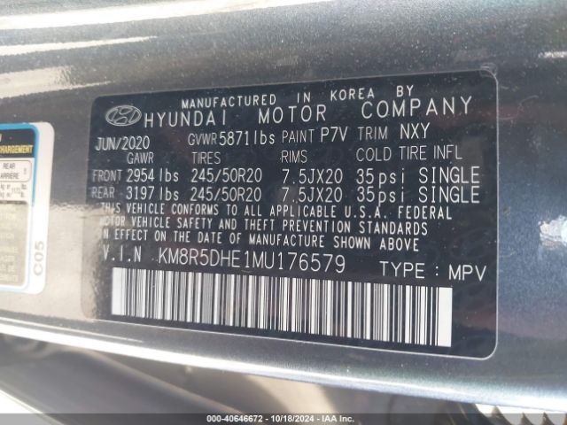 KM8R5DHE1MU176579 Hyundai Palisade Limited