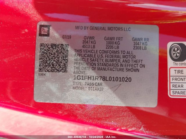 1G1FH1R78L0101020 Chevrolet Camaro Rwd  2ss