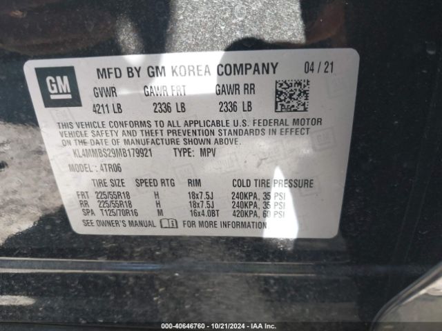 KL4MMBS29MB179921 Buick Encore Gx Fwd Preferred