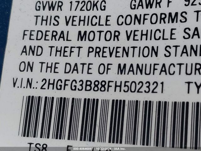 2HGFG3B88FH502321 Honda CIVIC EX