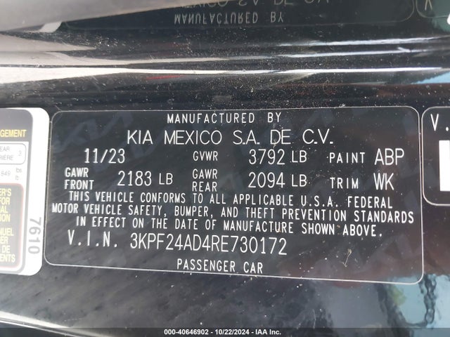 KIA Forte Lxs 2024 3KPF24AD4RE730172 Image 9