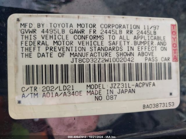 1998 LEXUS SC 300 JT8CD32Z2W1002042 Photo 8