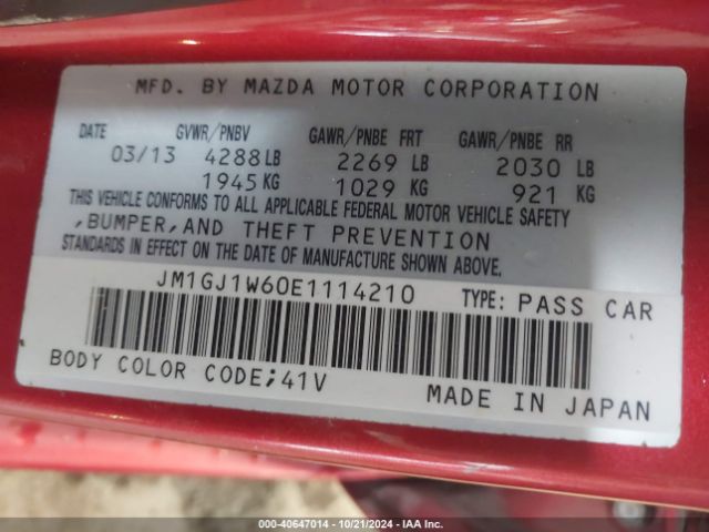 JM1GJ1W60E1114210 Mazda Mazda6 I Grand Touring