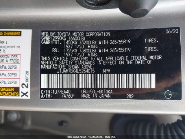 JTJAM7BX4L5264015 Lexus 460 Premium