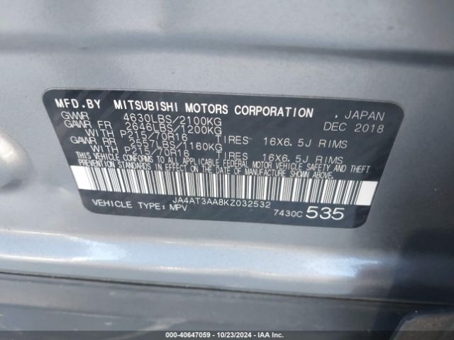 2019 MITSUBISHI ECLIPSE CROSS JA4AT3AA8KZ032532 Photo 8