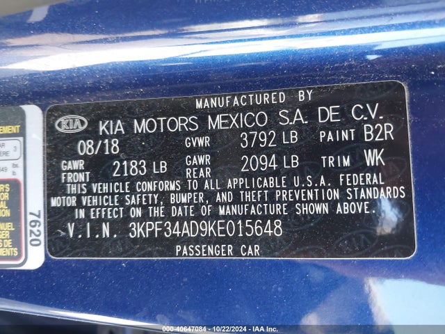 KIA FORTE S 2019 3KPF34AD9KE015648 Image 9