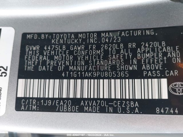 4T1G11AK9PU805365 Toyota CAMRY SE