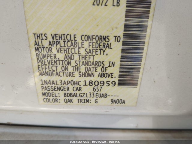 Nissan Altima 2.5 S 2017 1N4AL3AP0HC180959 Image 9