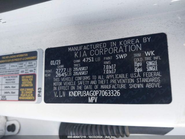KNDPU3AG0P7063326 KIA Sportage Hybrid Lx