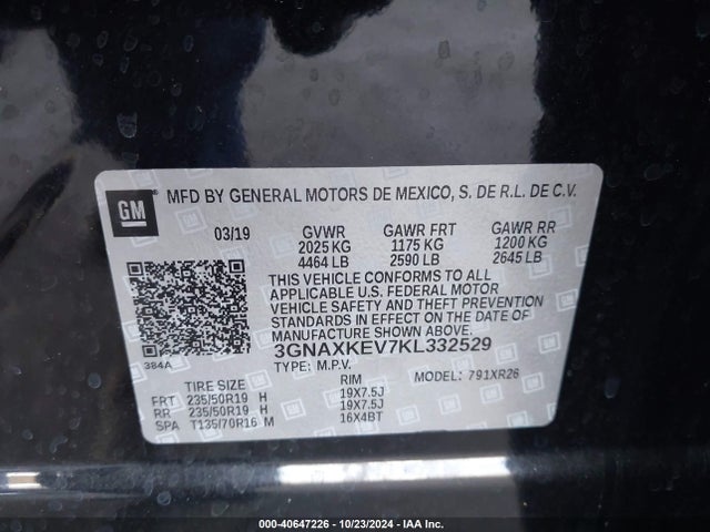Chevrolet EQUINOX LT 2019 3GNAXKEV7KL332529 Image 9