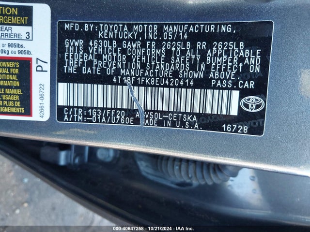 Toyota CAMRY SE 2014 4T1BF1FK8EU420414 Image 9