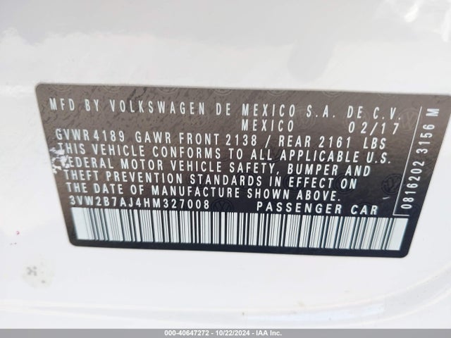 3VW2B7AJ4HM327008 Volkswagen 1.4 tsi