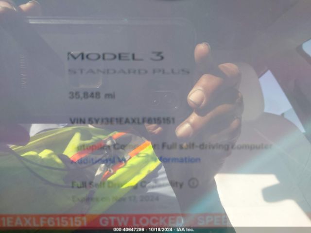 5YJ3E1EAXLF615151 Tesla Model 3 Standard Range Plus Rear-wheel Drive/standard Range Rear-wheel Drive