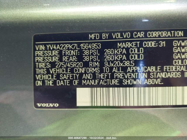 2020 VOLVO XC90 YV4A22PK7L1564953 Photo 8