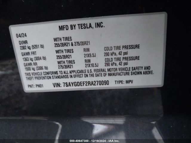 7SAYGDEF2RA270090 Tesla Model Y Performance Dual Motor All-wheel Drive