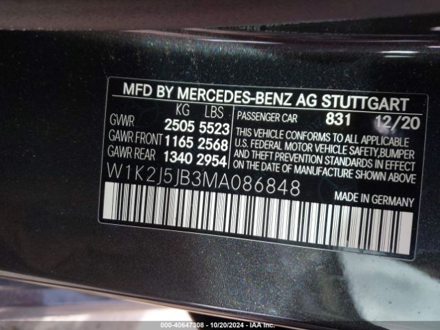 W1K2J5JB3MA086848 Mercedes-Benz CLS 450