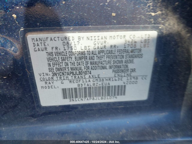 Nissan Versa 1.6 Sv 2018 3N1CN7AP8JL801074 Image 9