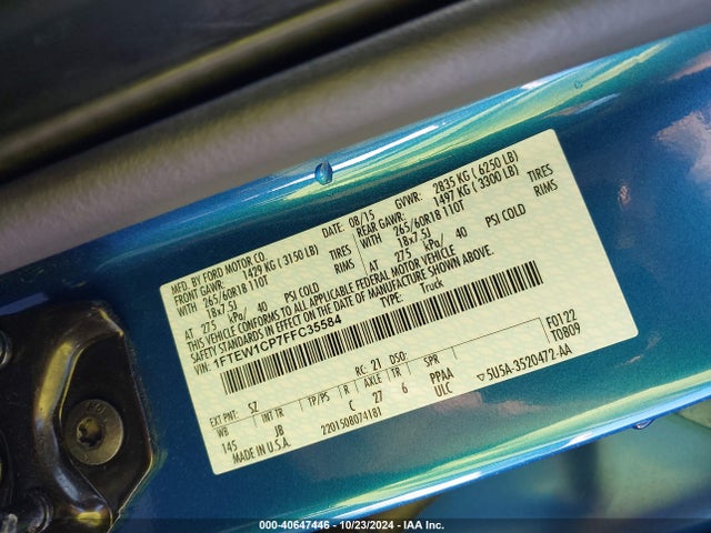 Ford F-150 Xlt 2015 1FTEW1CP7FFC35584 Image 9