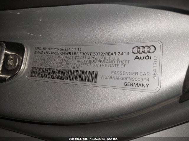 2012 AUDI R8 WUA9NAFG0CN900314 Photo 8