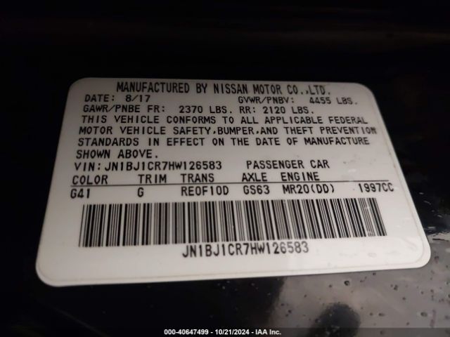 JN1BJ1CR7HW126583 Nissan Rogue Sport Sv