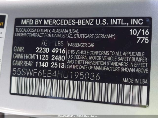 55SWF6EB4HU195036 Mercedes-Benz Amg C 43 4matic
