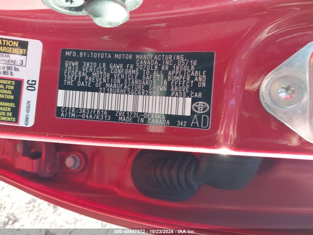 Toyota COROLLA LE 2016 2T1BURHE5GC682990 Image 9