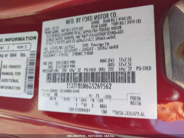 1FATP8EM6G5269562 Ford Mustang V6