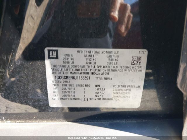 1GCGSBEN6J1168391 Chevrolet Colorado Wt