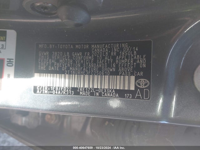 Toyota Corolla S Plus 2015 2T1BURHE3FC250610 Image 9