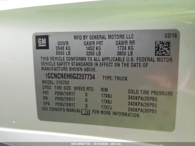 1GCNCNEH6GZ207734 Chevrolet Silverado 1500 Wt