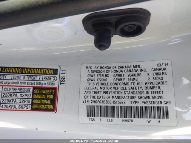 Honda CIVIC EX 2014 2HGFG3B86EH515972 Image 9