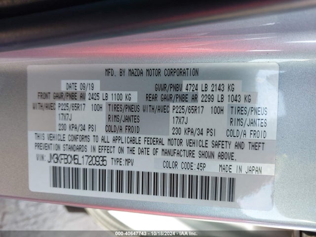 Mazda Cx-5 Touring 2020 JM3KFBCM5L1720935 Image 9