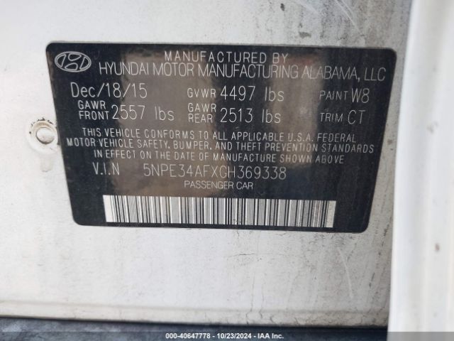 5NPE34AFXGH369338 Hyundai Sonata Sport