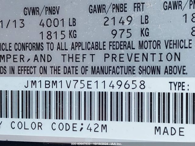 JM1BM1V75E1149658 Mazda Mazda3 I Touring