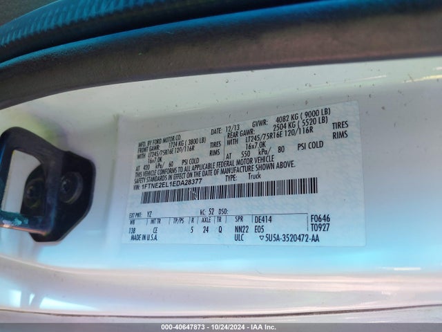 Ford E-250 Commercial 2014 1FTNE2EL1EDA28377 Image 9