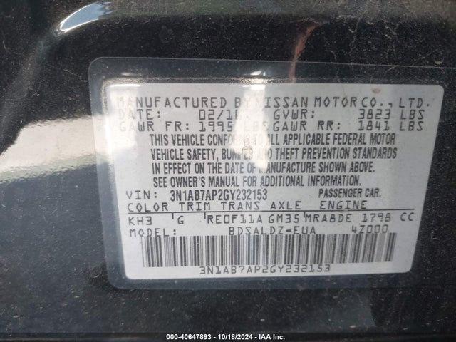 Nissan SENTRA SV 2016 3N1AB7AP2GY232153 Image 9