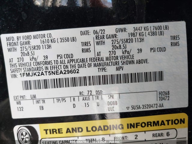 Ford Expedition Limited Max 2022 1FMJK2AT5NEA29602 Image 9