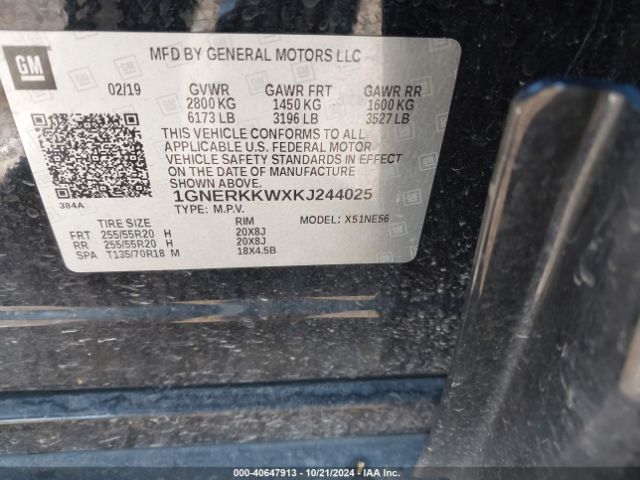 1GNERKKWXKJ244025 Chevrolet Traverse Premier