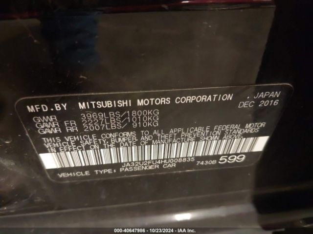 JA32U2FU4HU008835 Mitsubishi LANCER ES