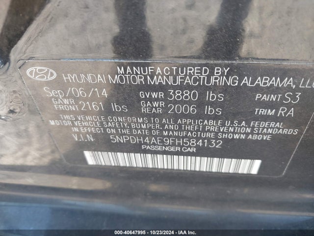 Hyundai ELANTRA SE 2015 5NPDH4AE9FH584132 Image 9