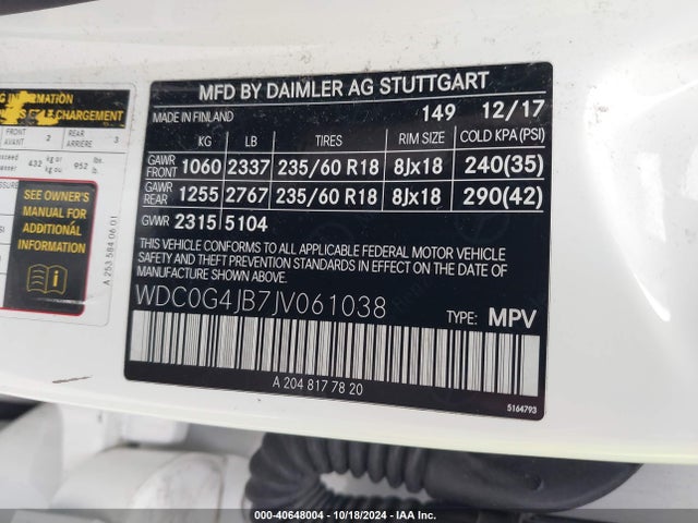 WDC0G4JB7JV061038 Mercedes-Benz GLC 300